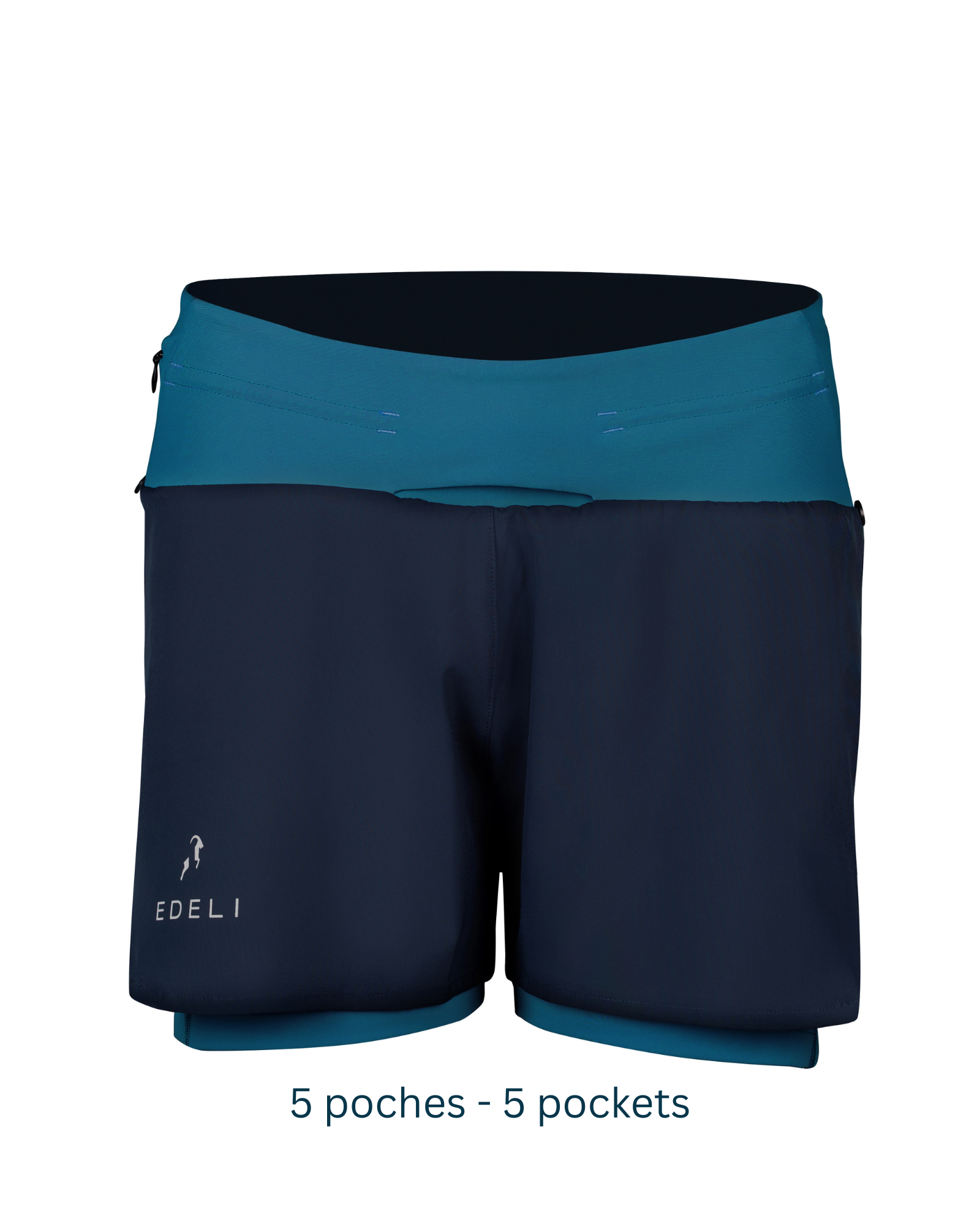 Short Femme de Trail 3-en-1 : Short + Cuissard + Ceinture <BR> 5 Poches
